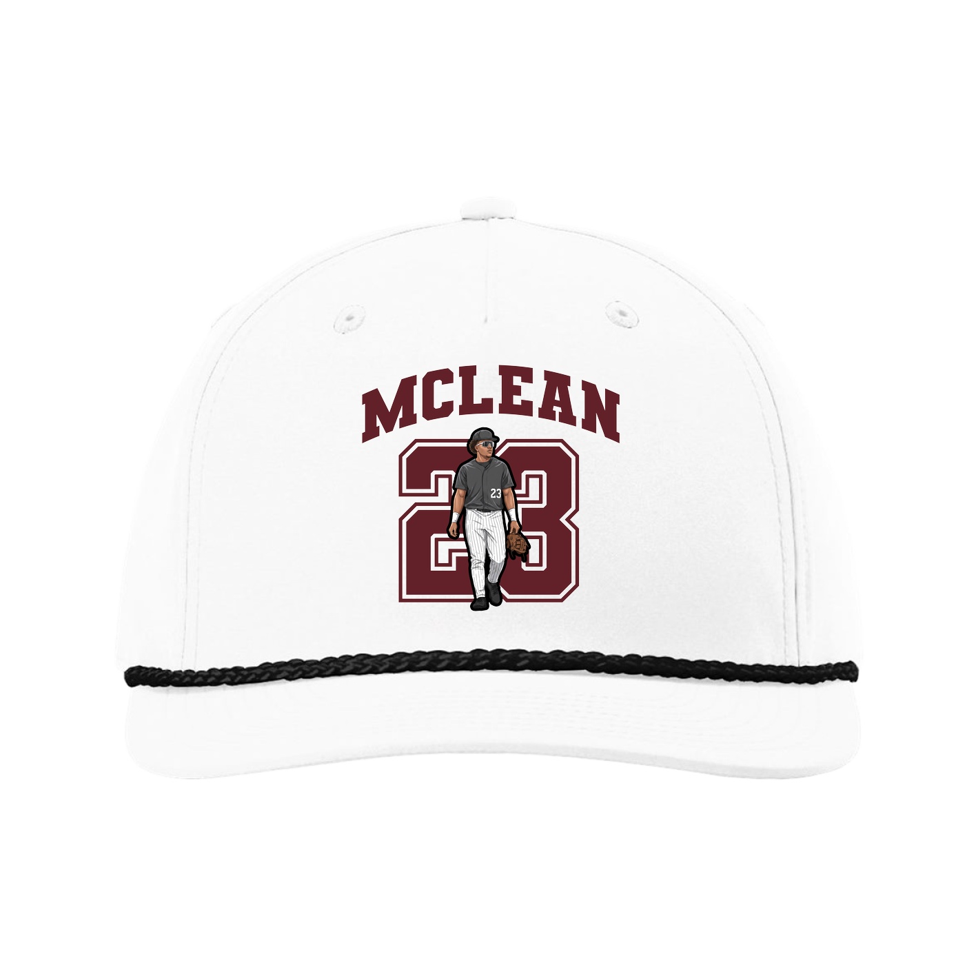 Five-Panel Classic Rope Cap — Number in White
