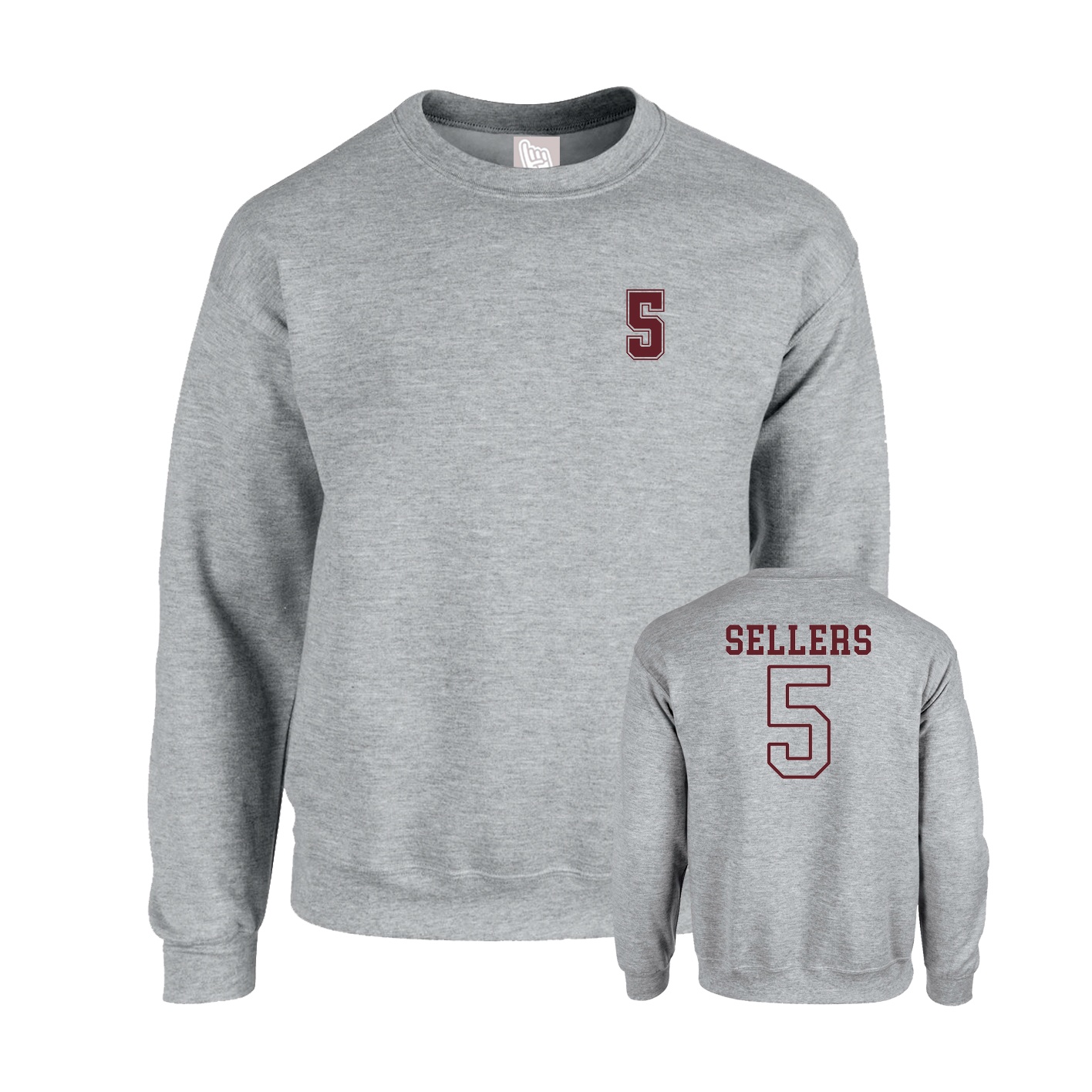 Fleece Crew — Chest Back in Grey