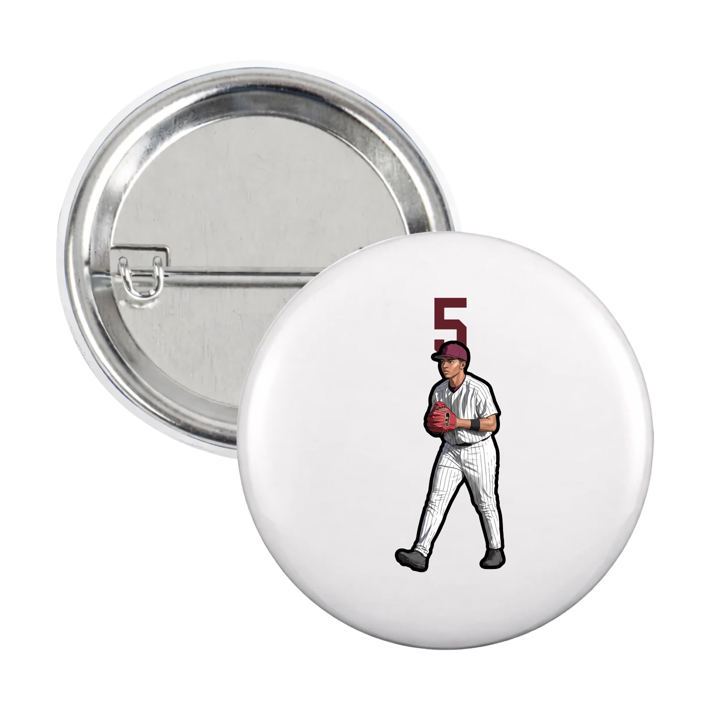 Game Day Button — Number Top in White