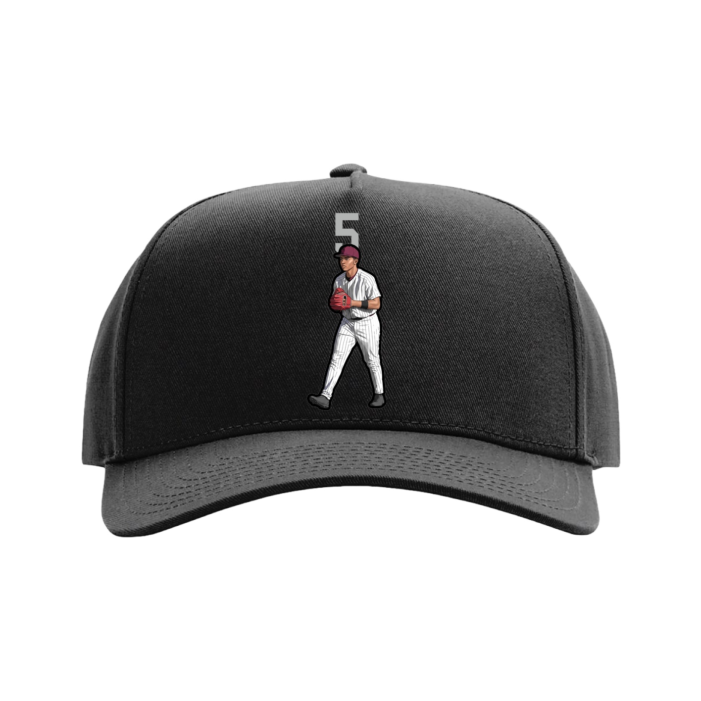 Full Fabric Five-Panel Champ Cap — Number Top in Black