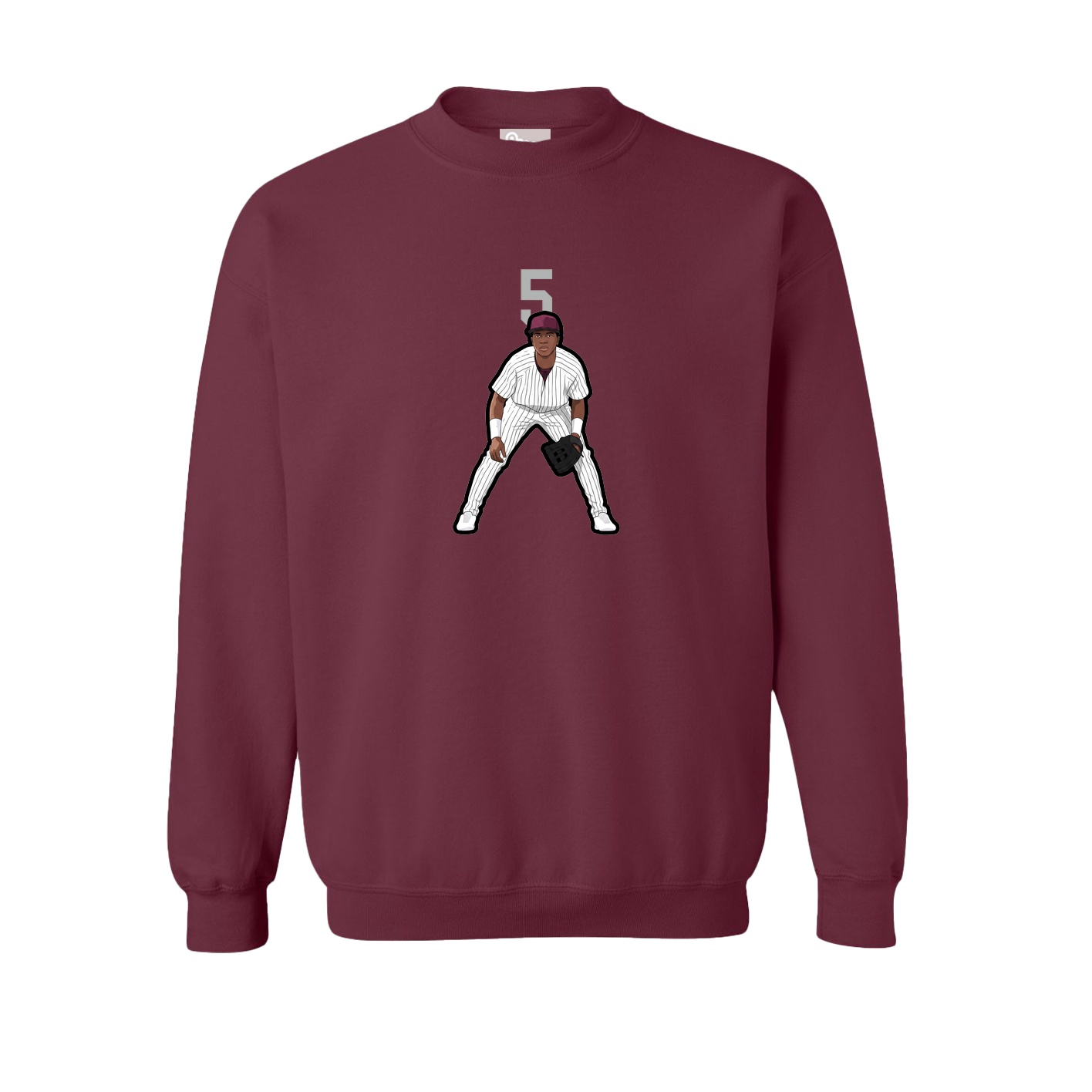 Fleece Crew — Number Top in Maroon