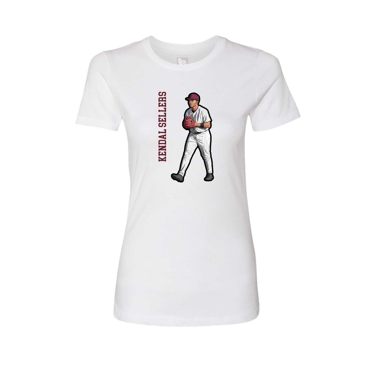 Fitted Women's Tee — Name Vertical in White