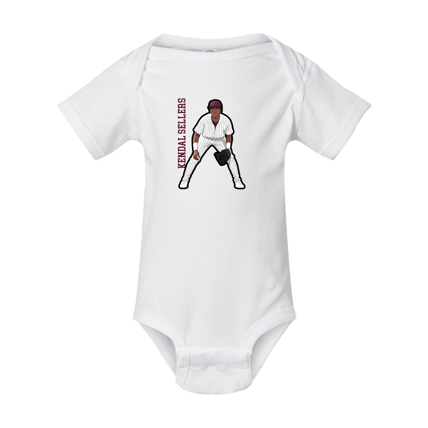 Baby Onesie — Name Vertical in White