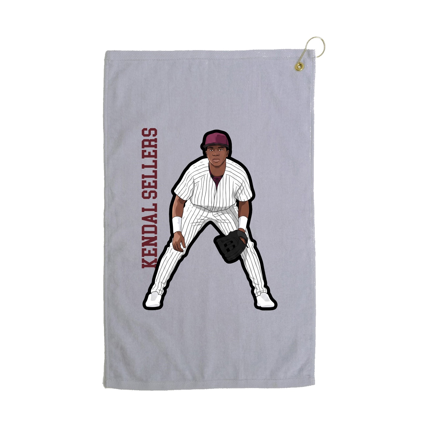 Golf Towel — Name Vertical in Grey