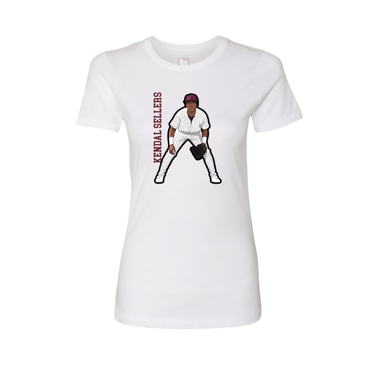 Fitted Women's Tee — Name Vertical in White