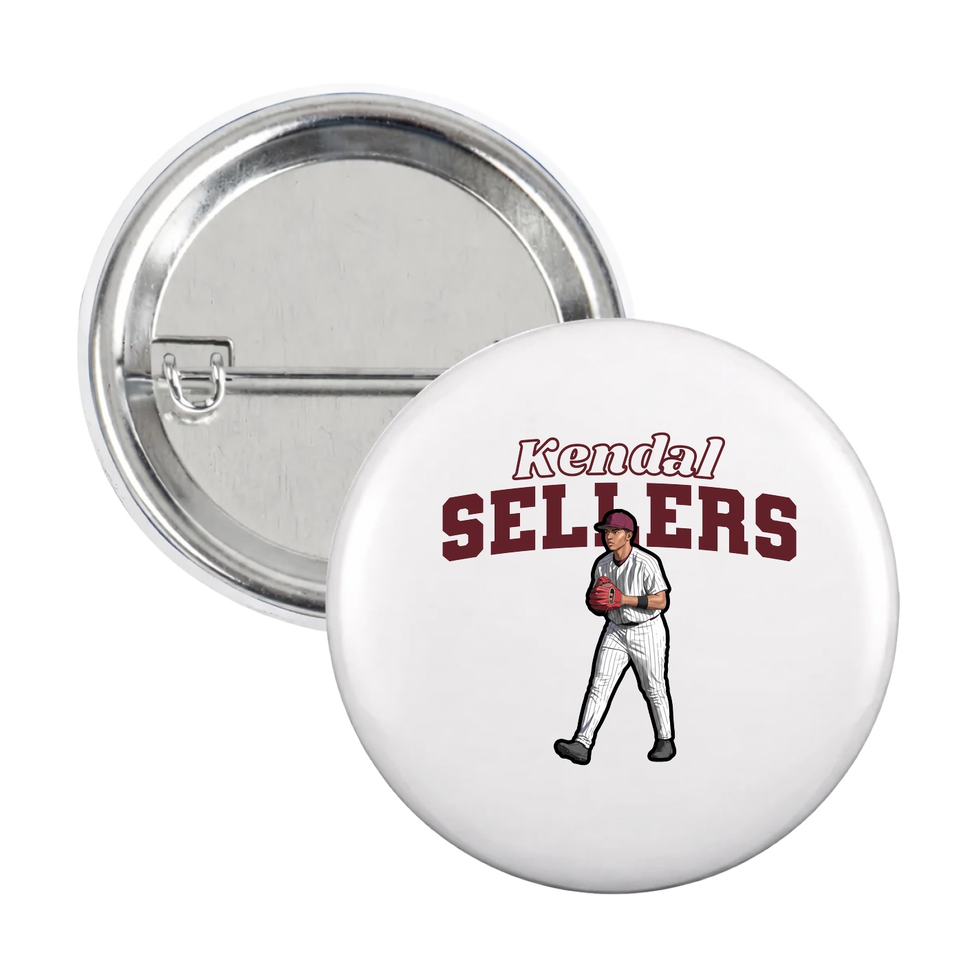 Game Day Button — Name Arch in White