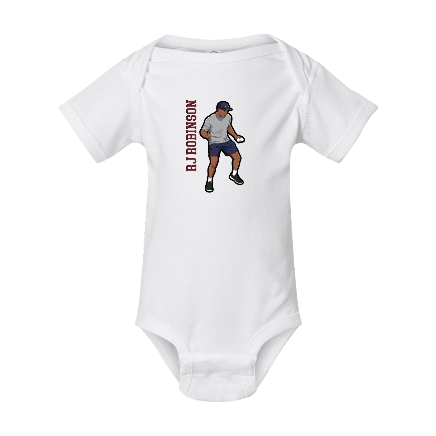 Baby Onesie — Name Vertical in White