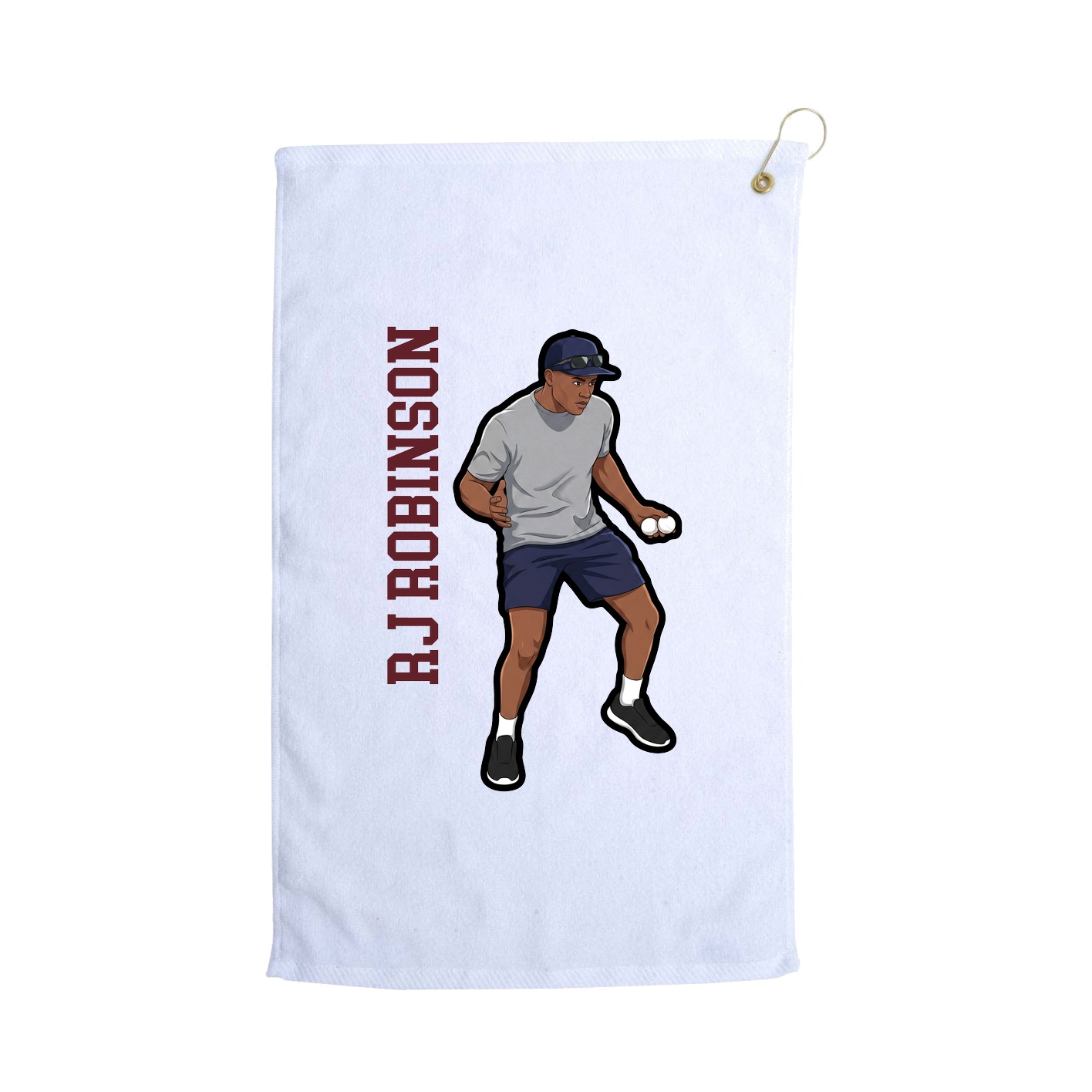 Golf Towel — Name Vertical in White