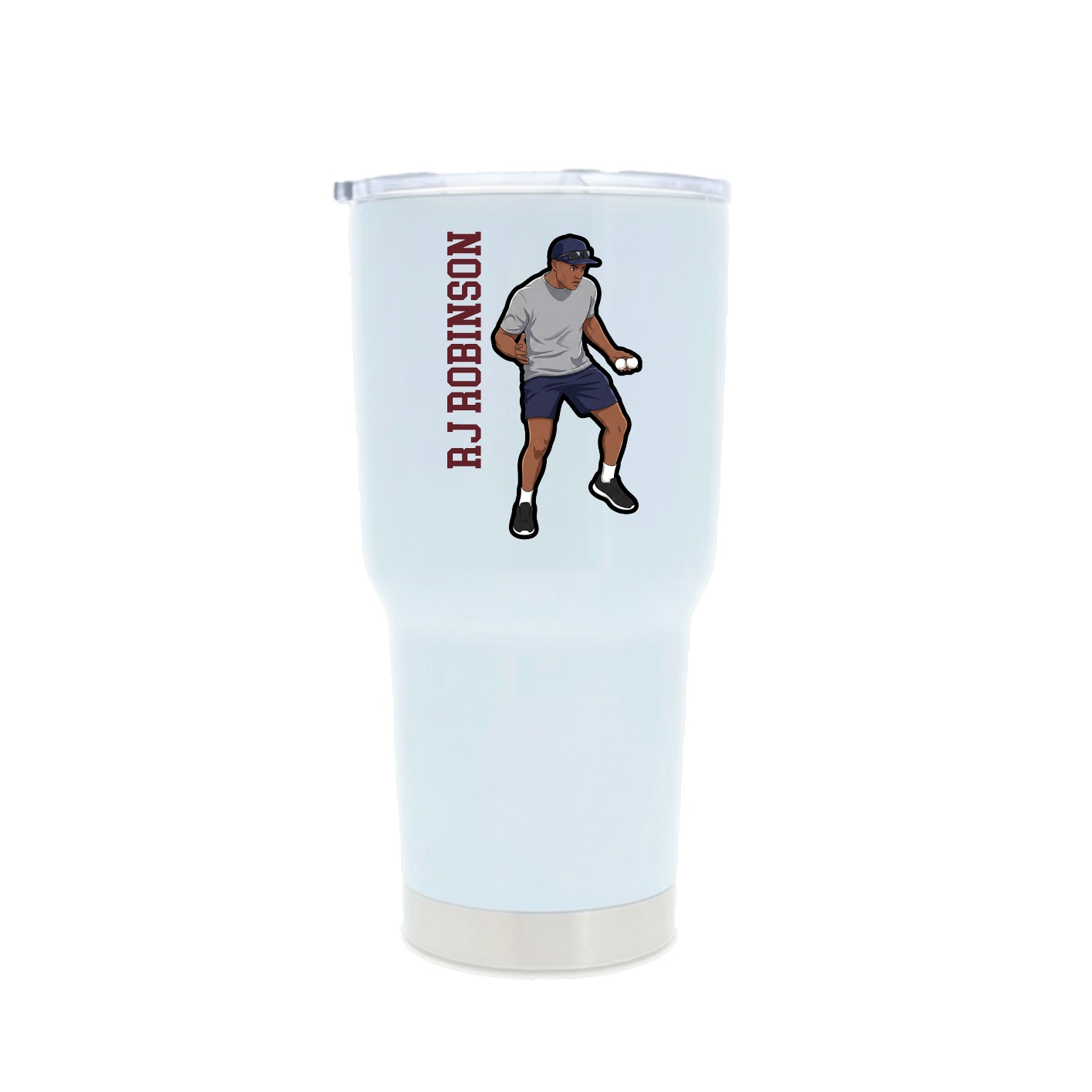 30oz Stainless Steel Tumbler — Name Vertical in White