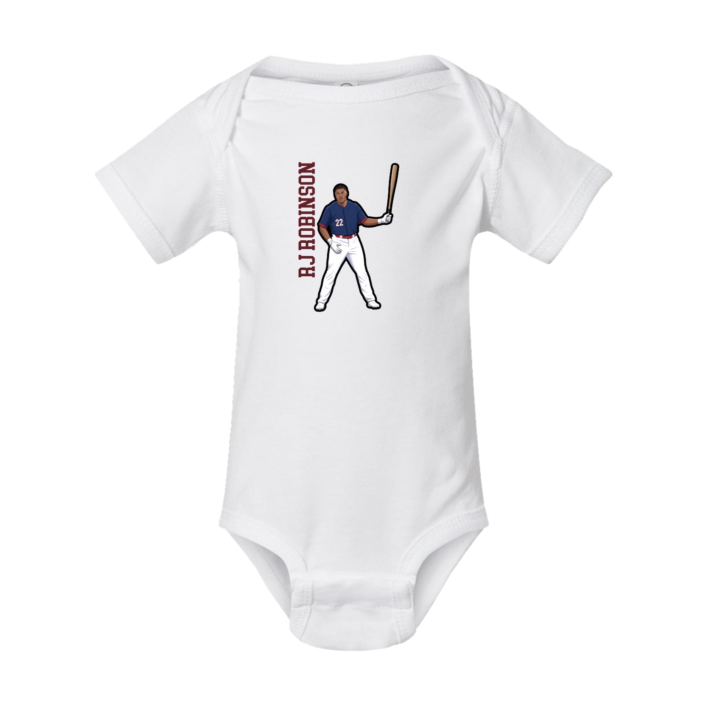 Baby Onesie — Name Vertical in White