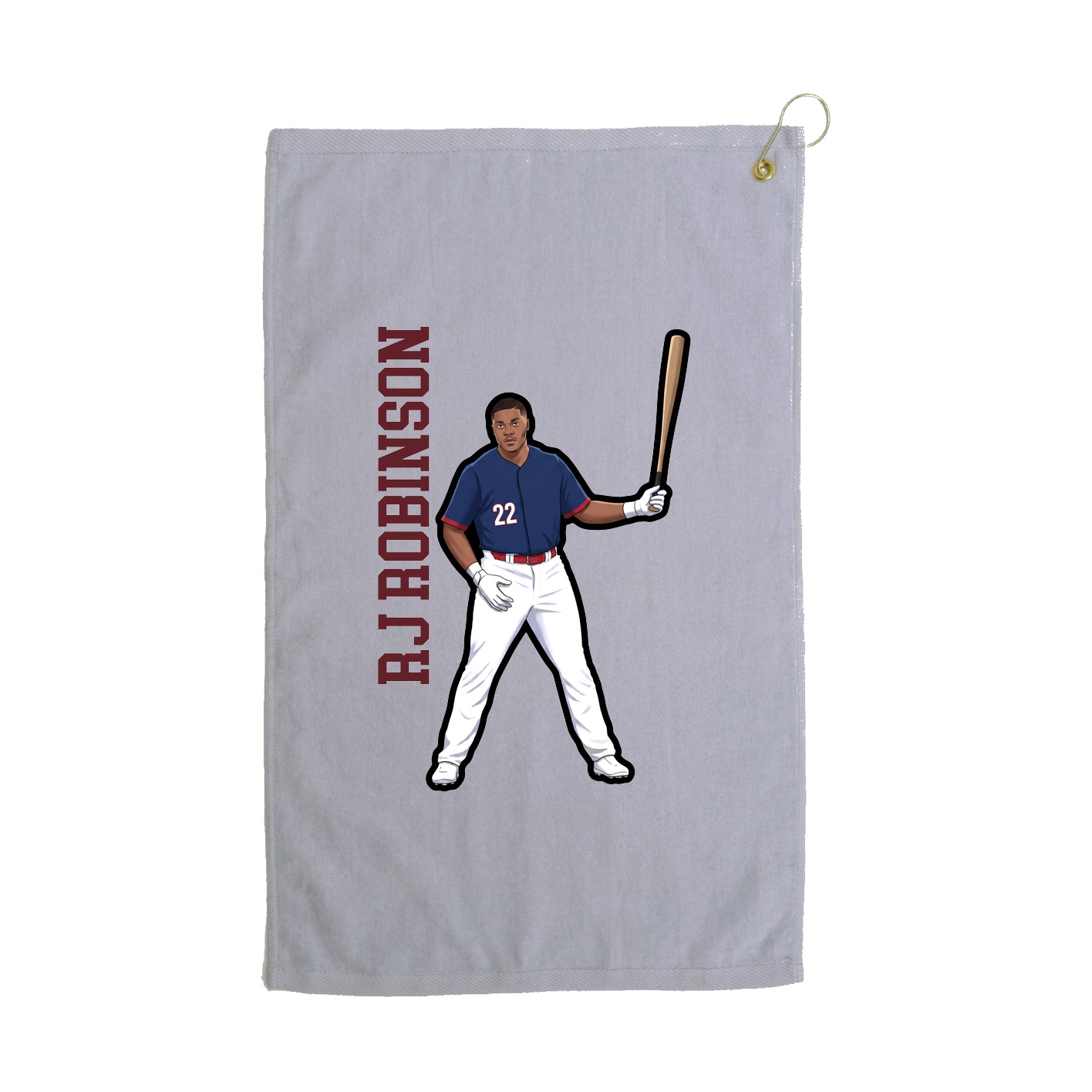 Golf Towel — Name Vertical in Grey