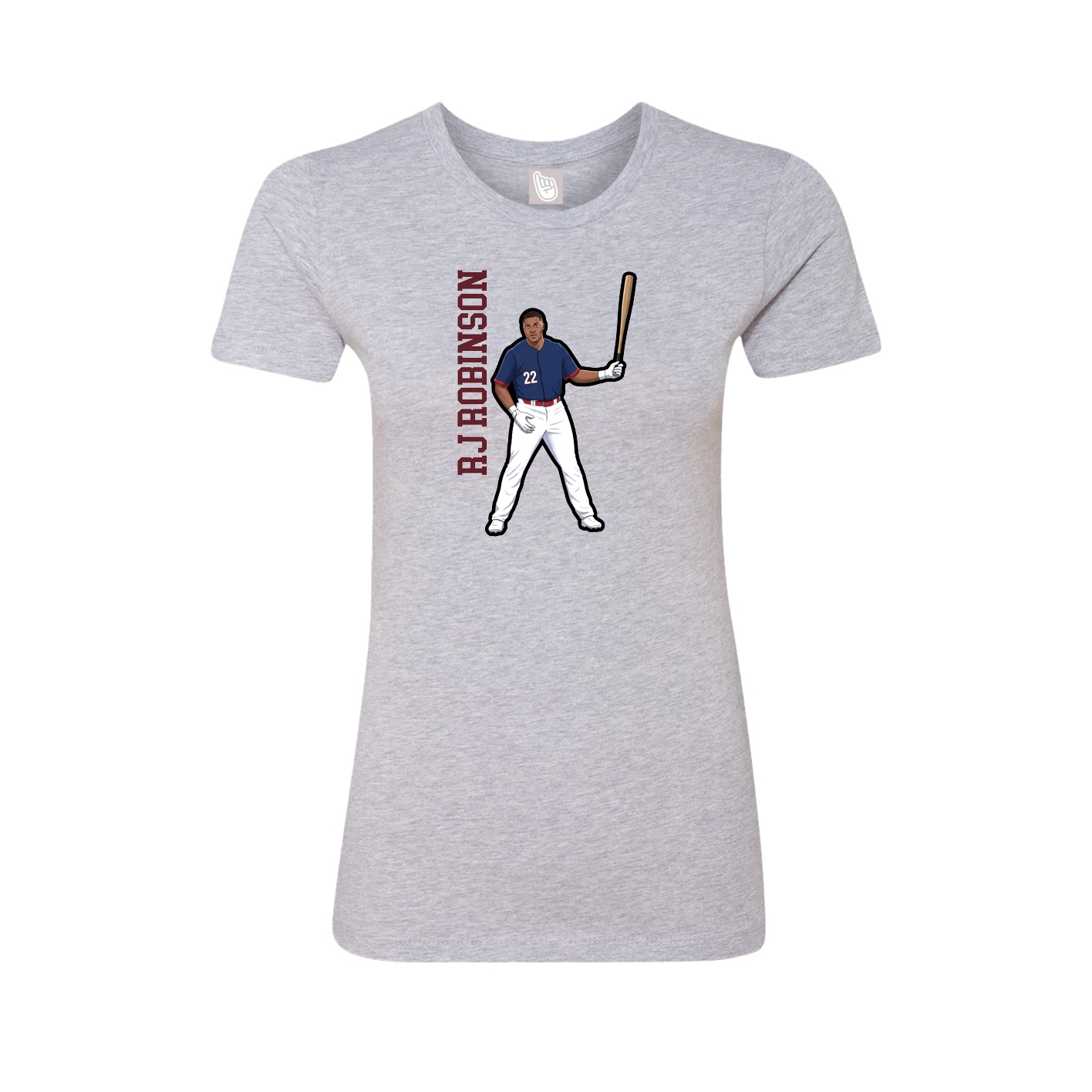 Fitted Women's Tee — Name Vertical in Grey