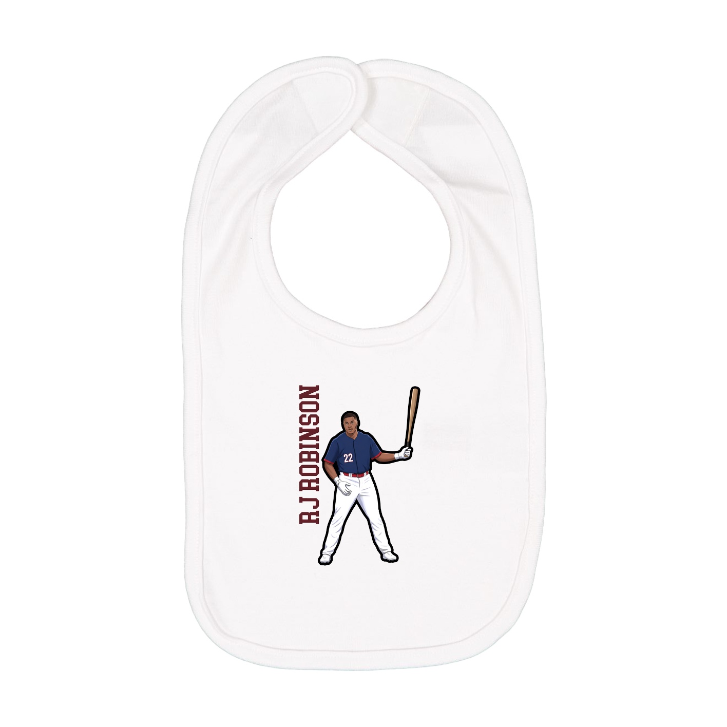 Infant Bib — Name Vertical in White