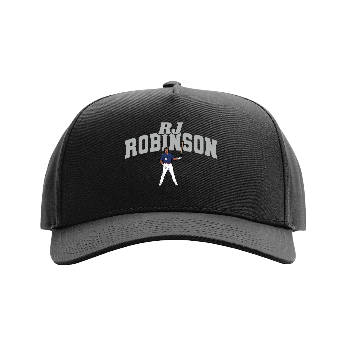 Full Fabric Five-Panel Champ Cap — Signature Arch in Black
