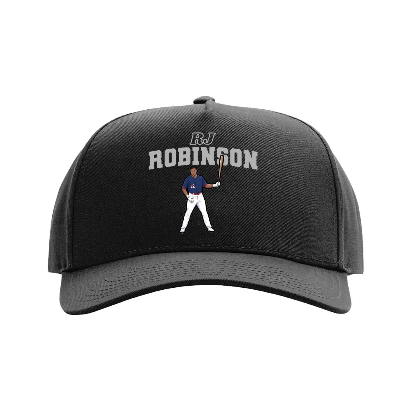 Full Fabric Five-Panel Champ Cap — Name Arch in Black
