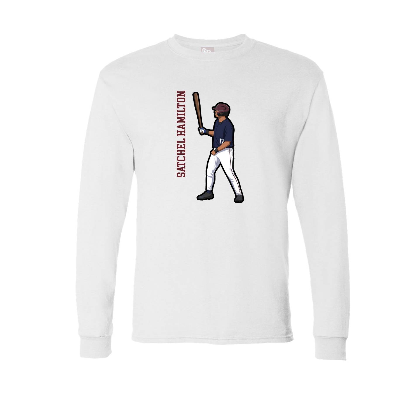 Long Sleeve Tee — Name Vertical in White