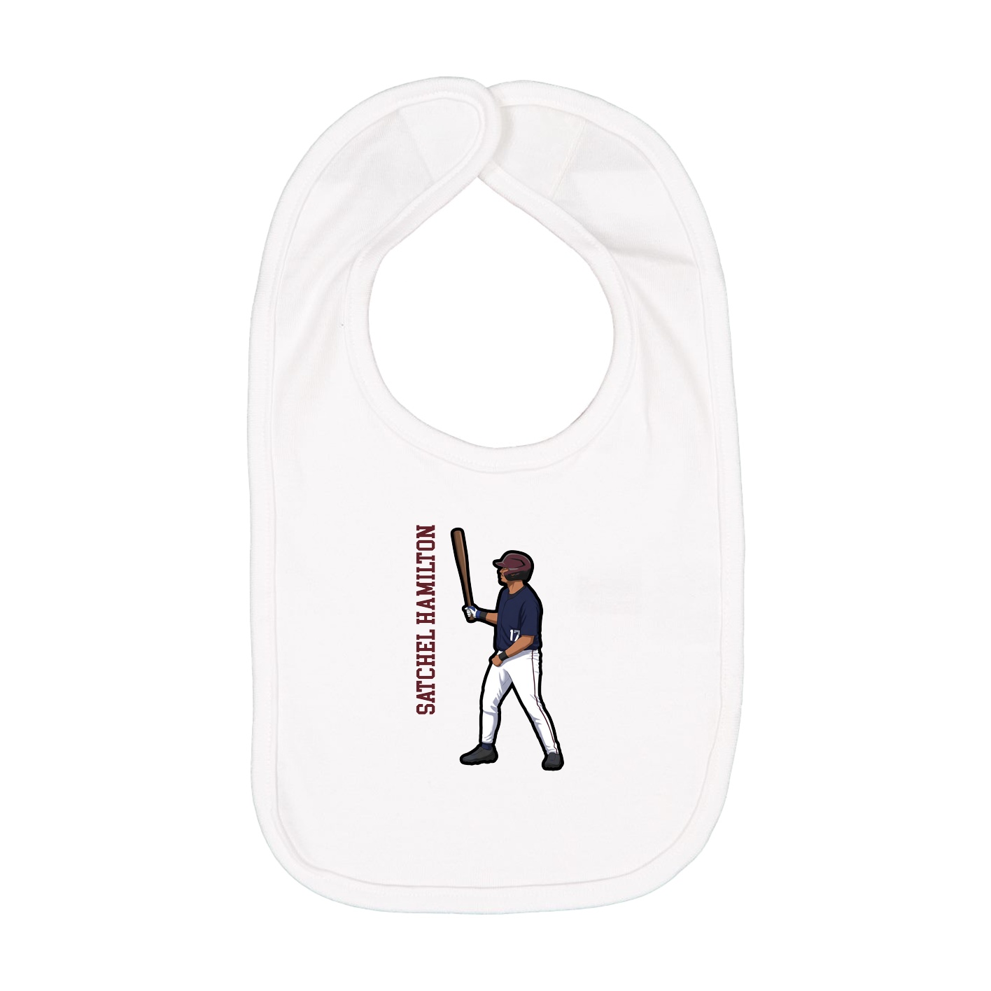 Infant Bib — Name Vertical in White