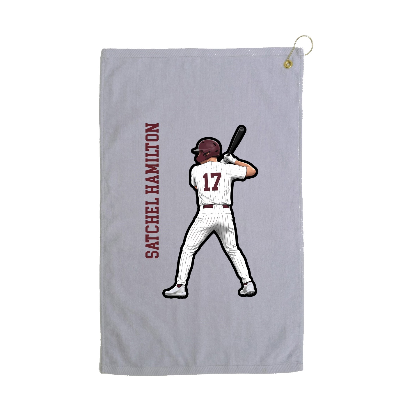 Golf Towel — Name Vertical in Grey