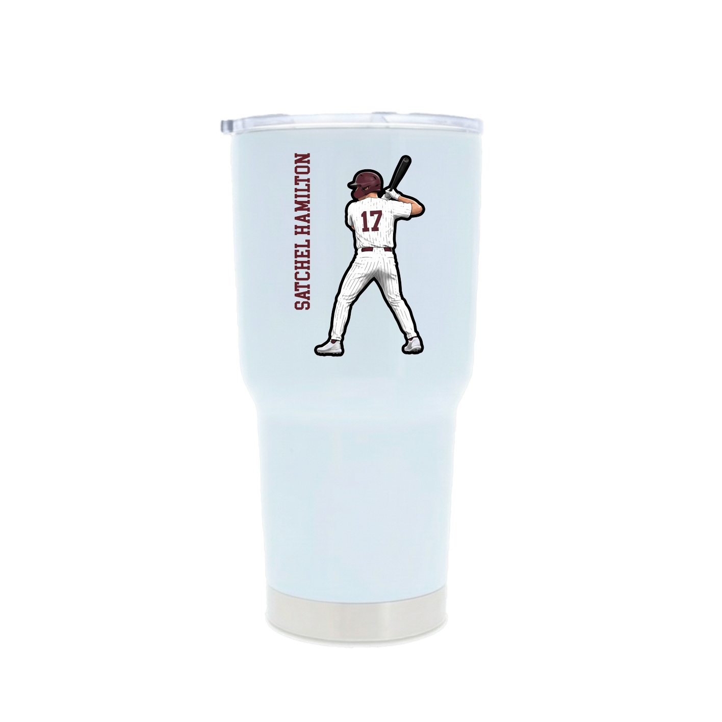 30oz Stainless Steel Tumbler — Name Vertical in White