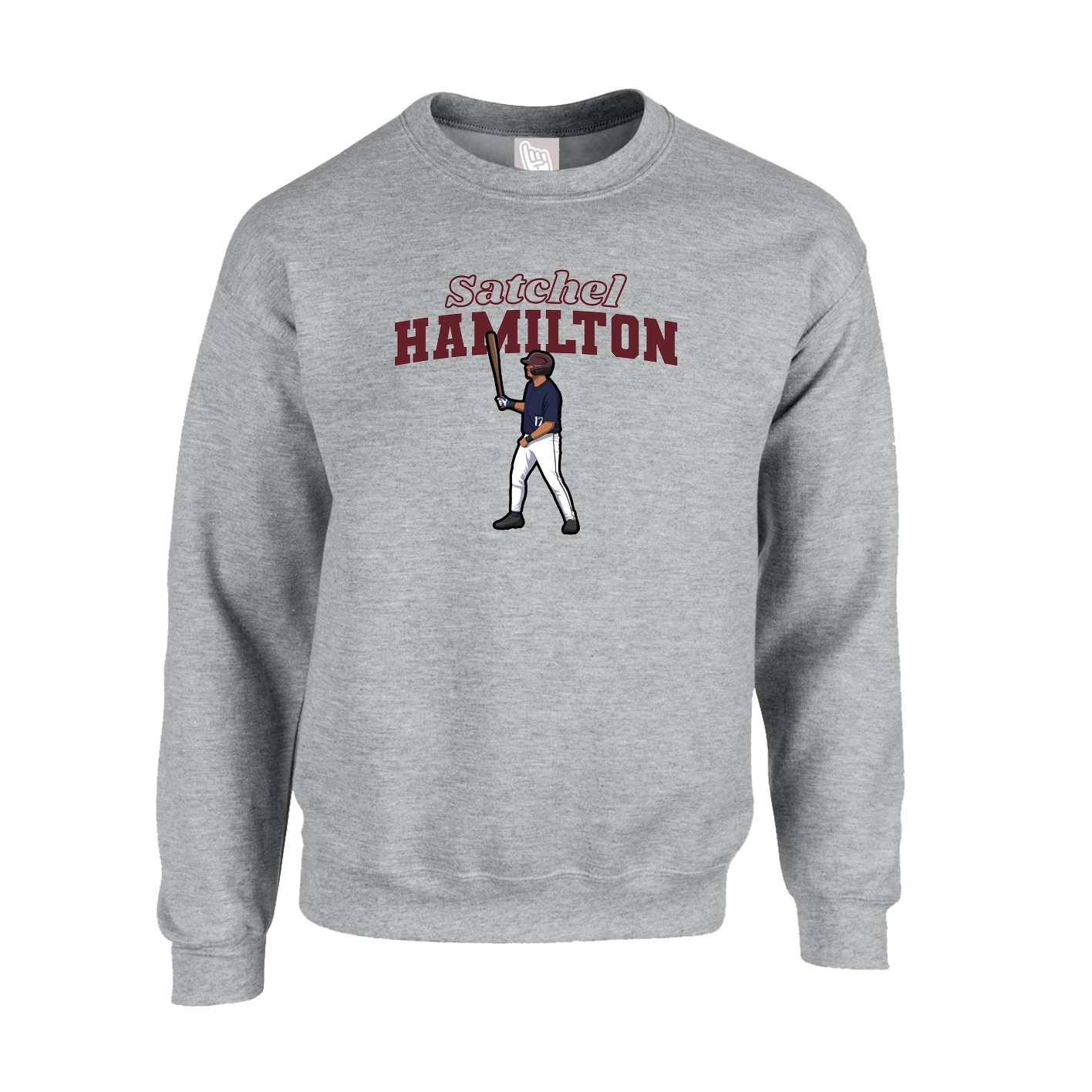 Fleece Crew — Name Arch in Grey