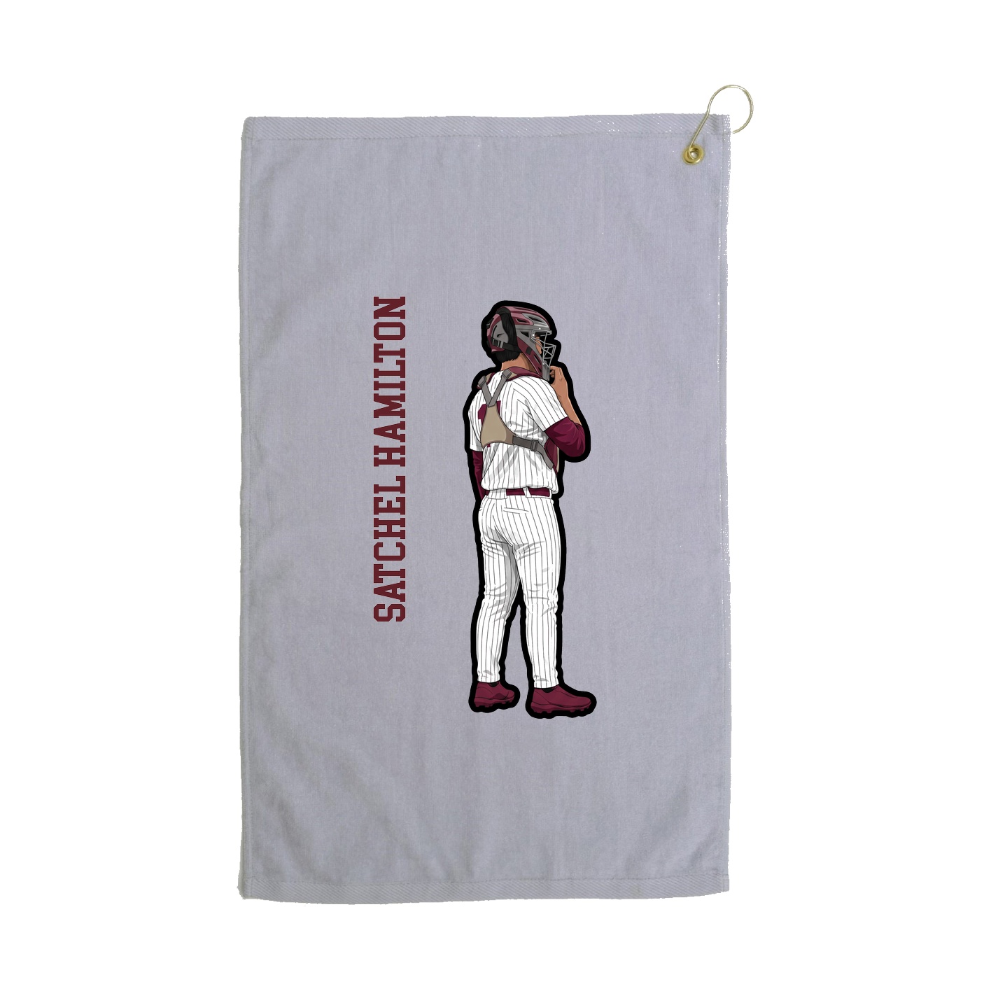 Golf Towel — Name Vertical in Grey