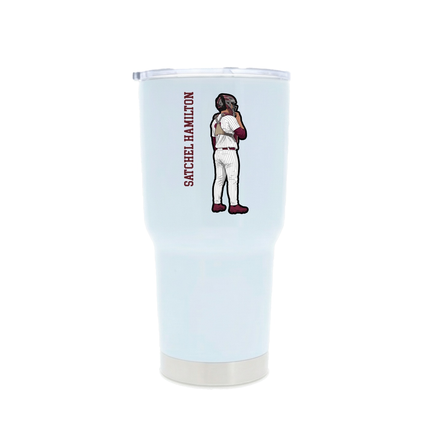 30oz Stainless Steel Tumbler — Name Vertical in White