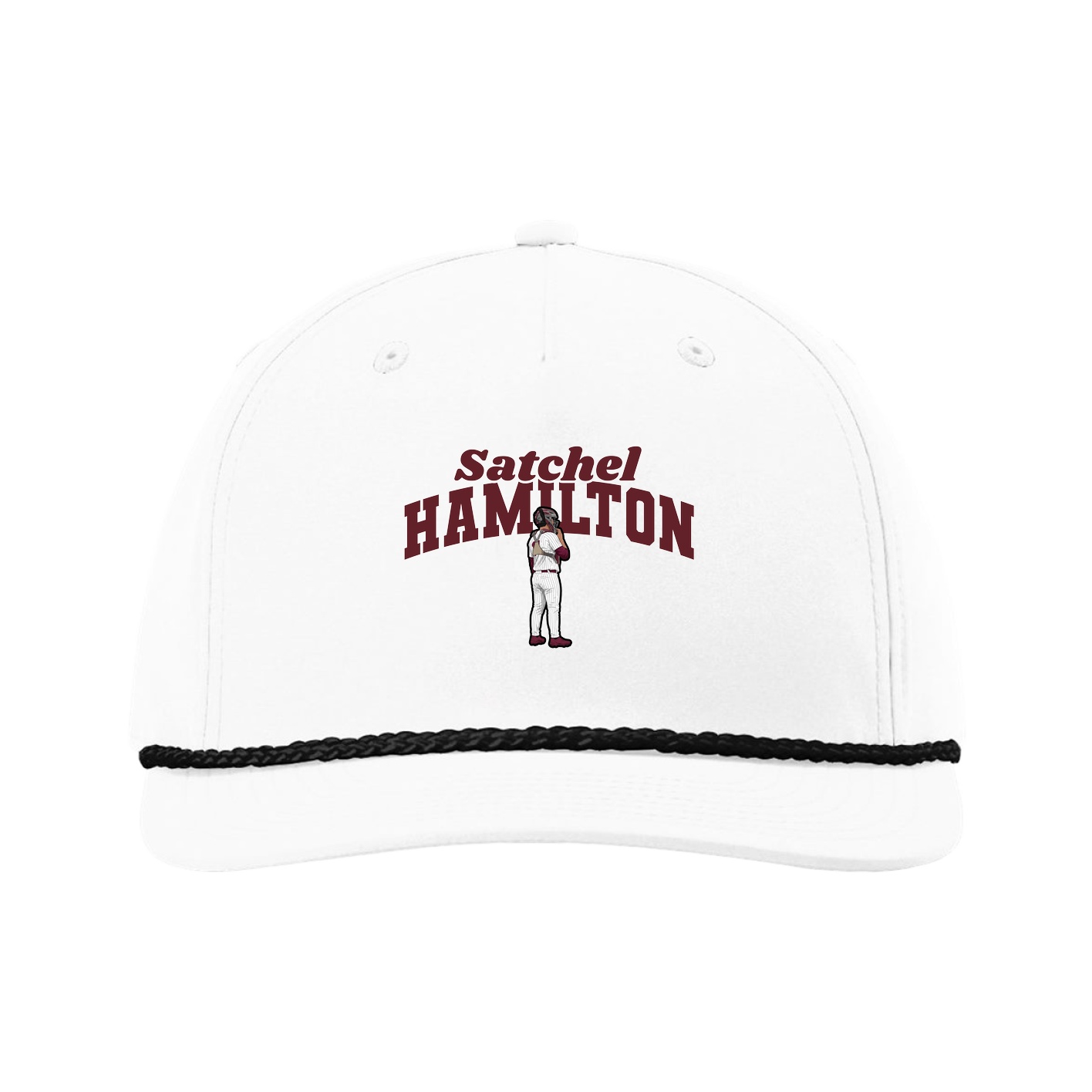 Five-Panel Classic Rope Cap — Signature Arch in White