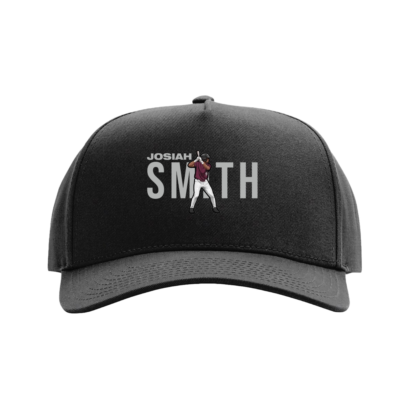 Full Fabric Five-Panel Champ Cap — Player Name in Black