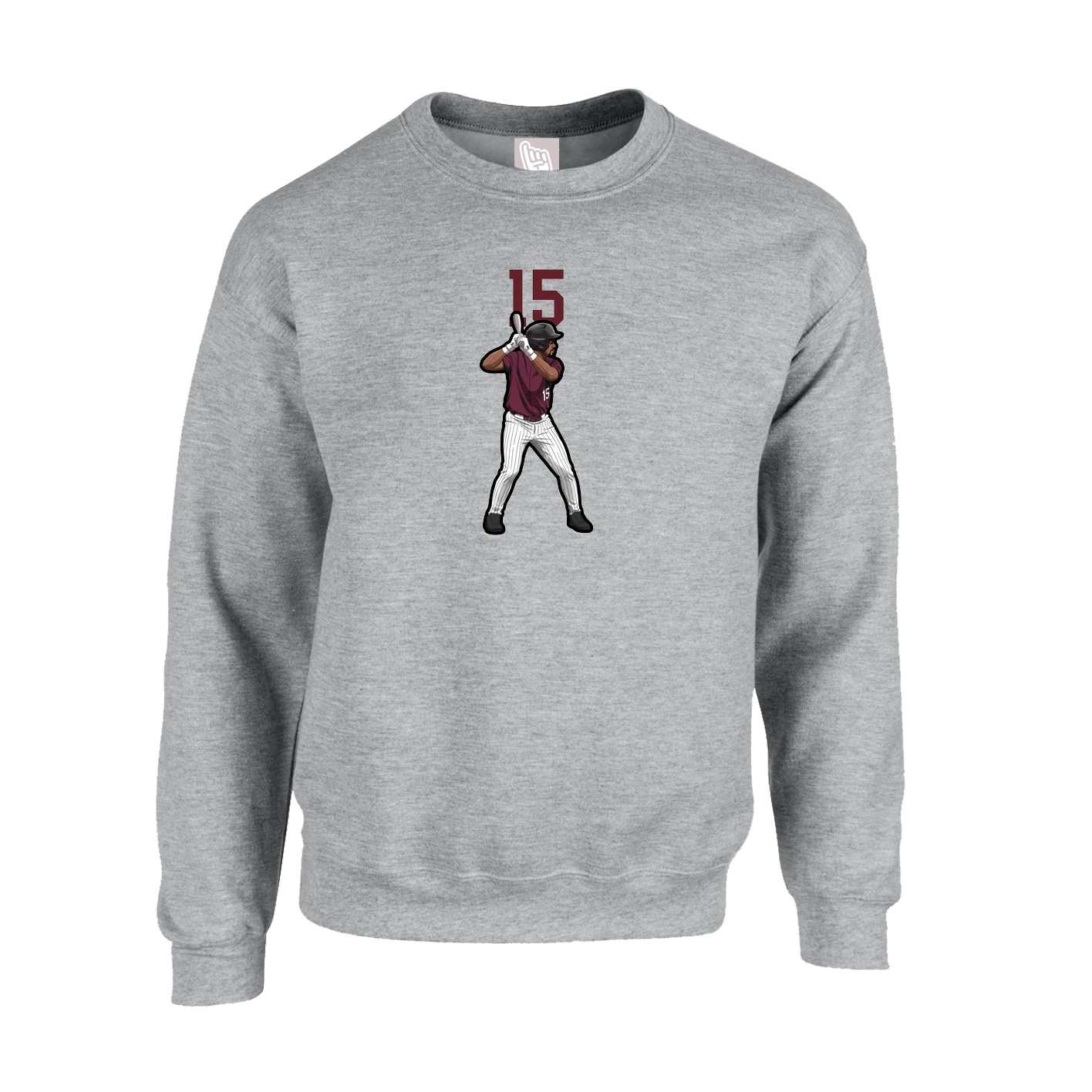 Fleece Crew — Number Top in Grey