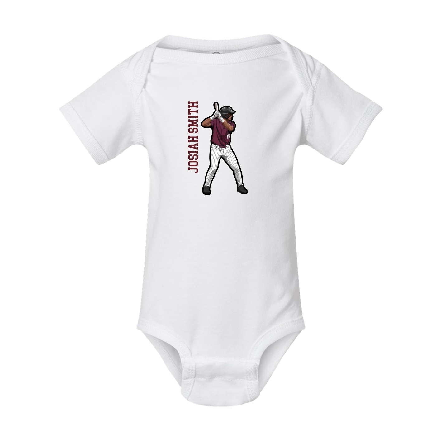 Baby Onesie — Name Vertical in White