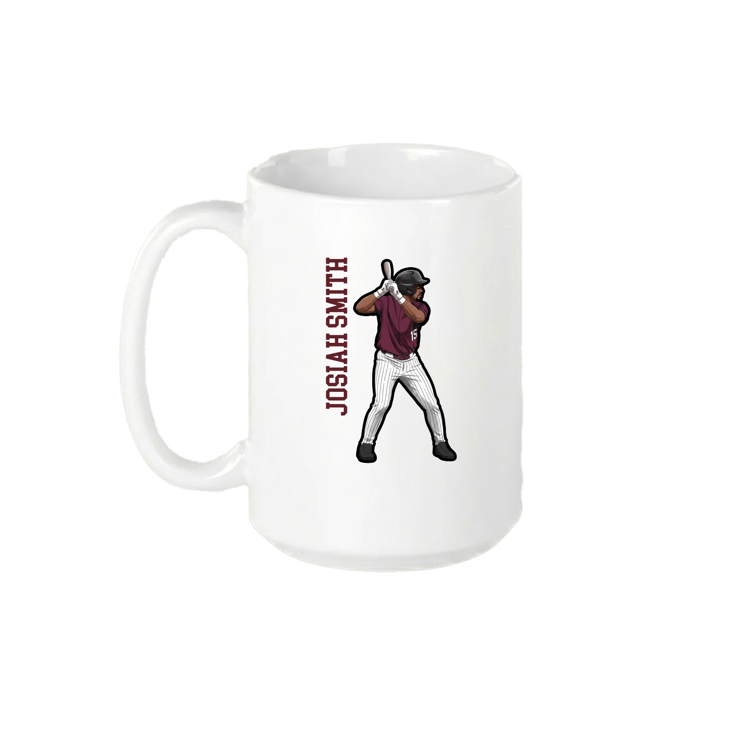 15oz Coffee Mug — Name Vertical in White
