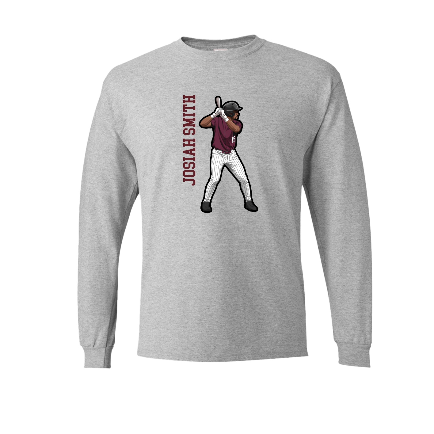 Long Sleeve Tee — Name Vertical in Grey