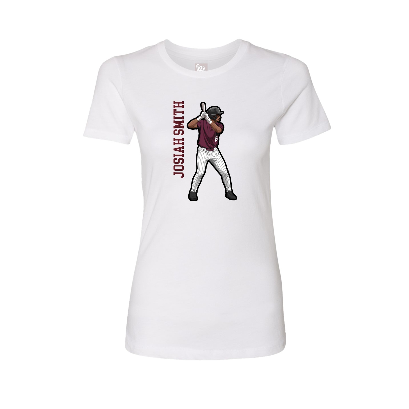 Fitted Women's Tee — Name Vertical in White