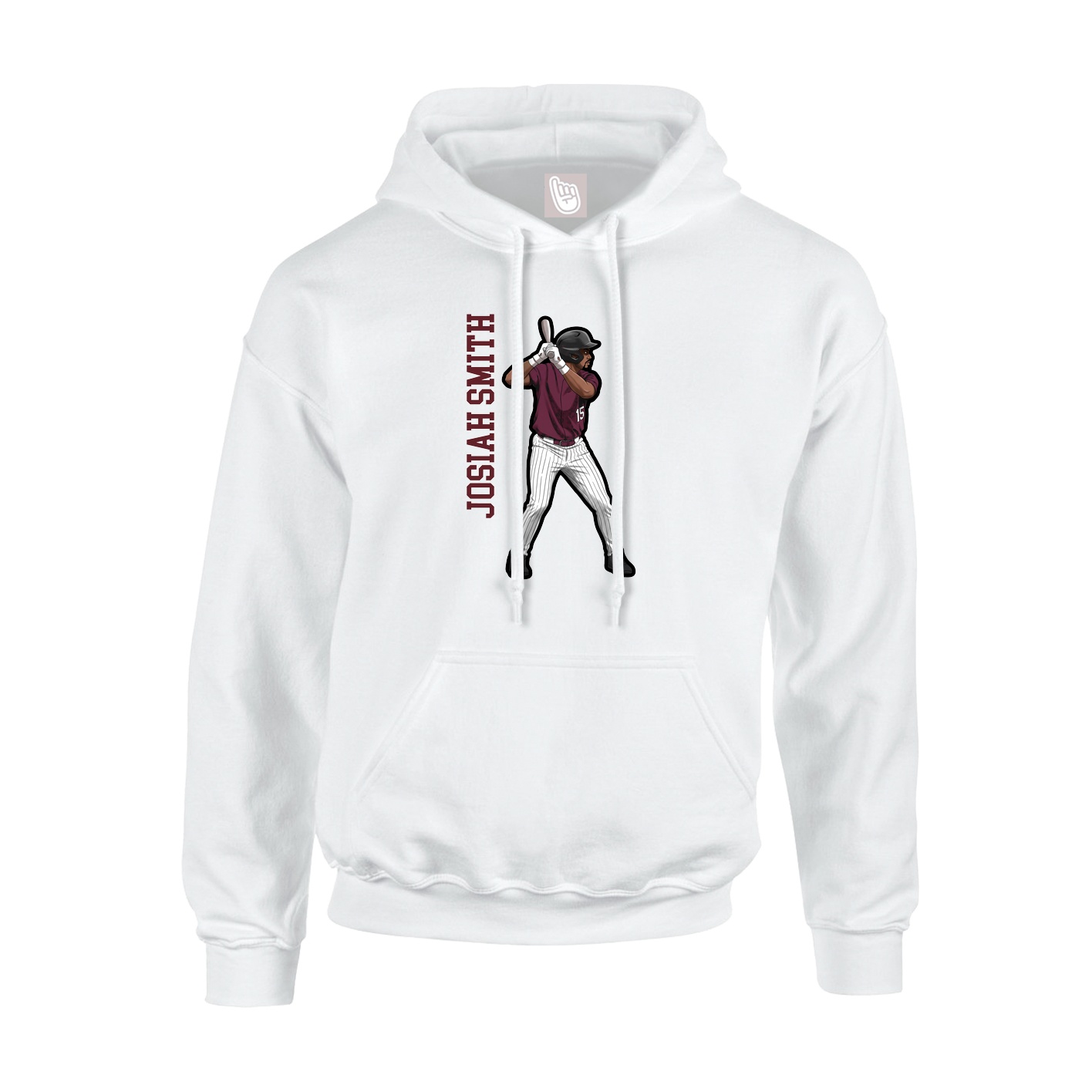 Youth Hoodie — Name Vertical in White