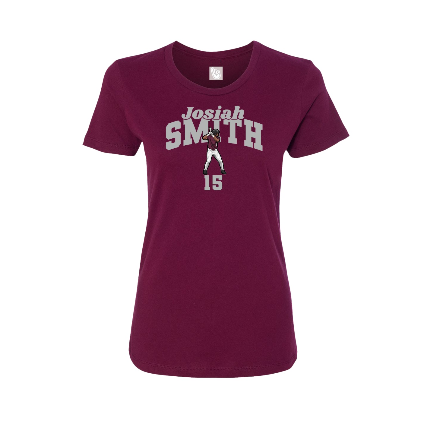 Fitted Women's Tee — Signature Arch in Maroon