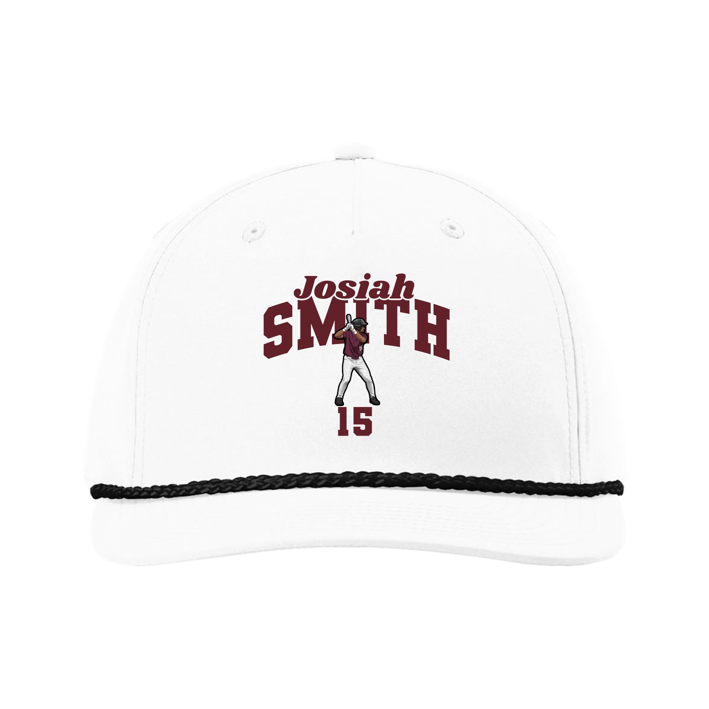 Five-Panel Classic Rope Cap — Signature Arch in White