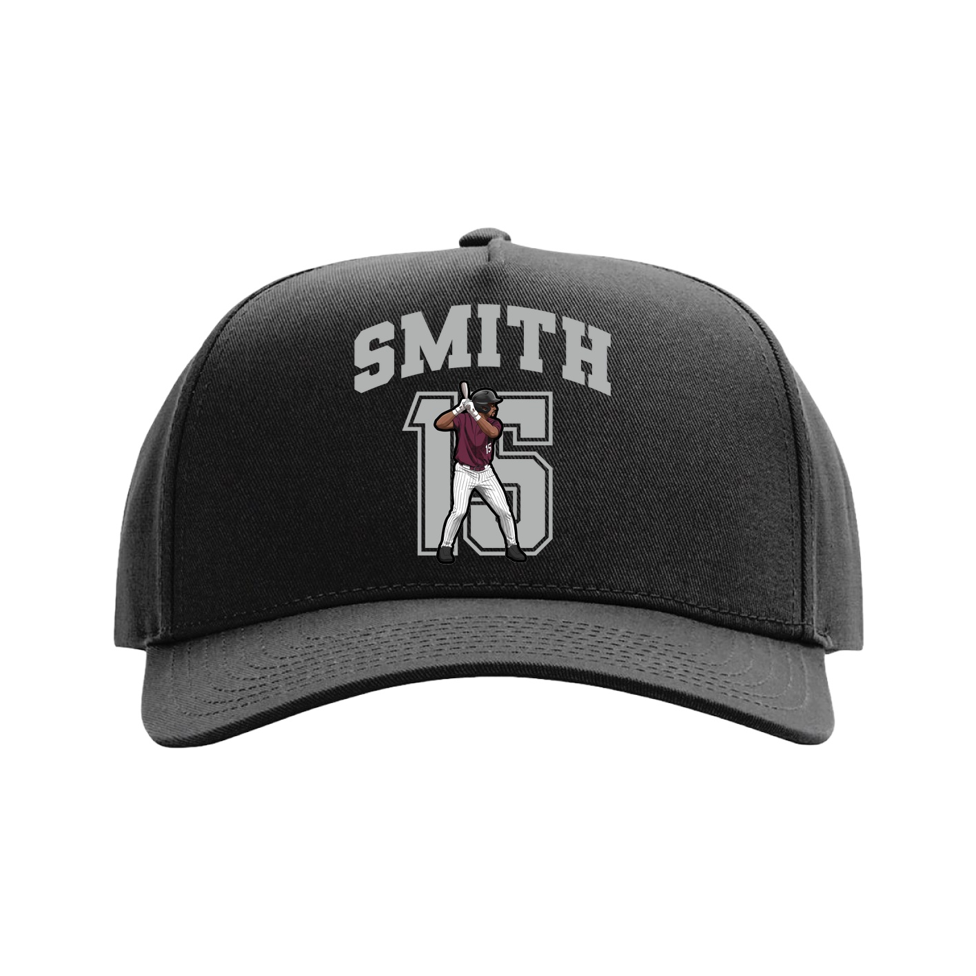 Full Fabric Five-Panel Champ Cap — Number in Black