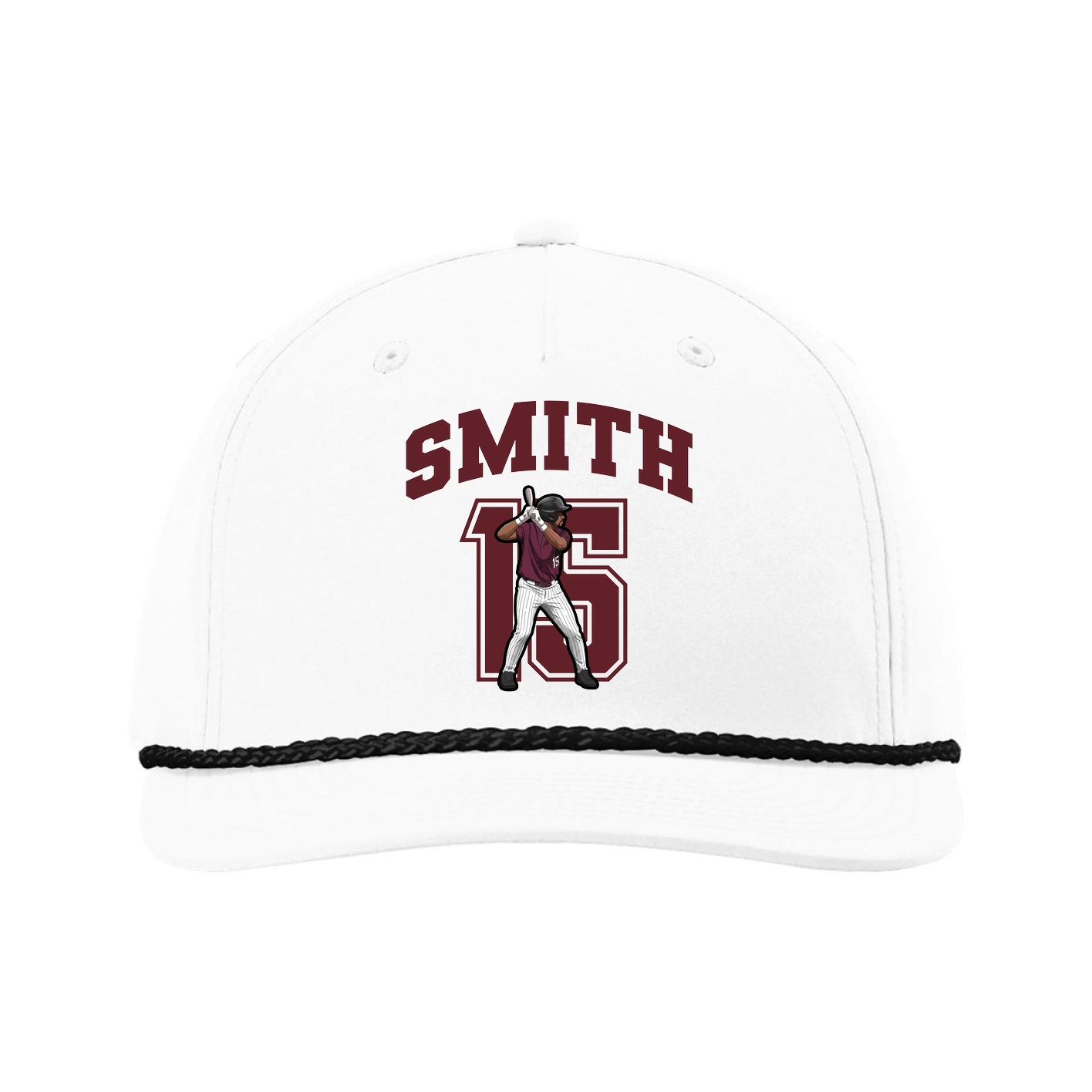 Five-Panel Classic Rope Cap — Number in White