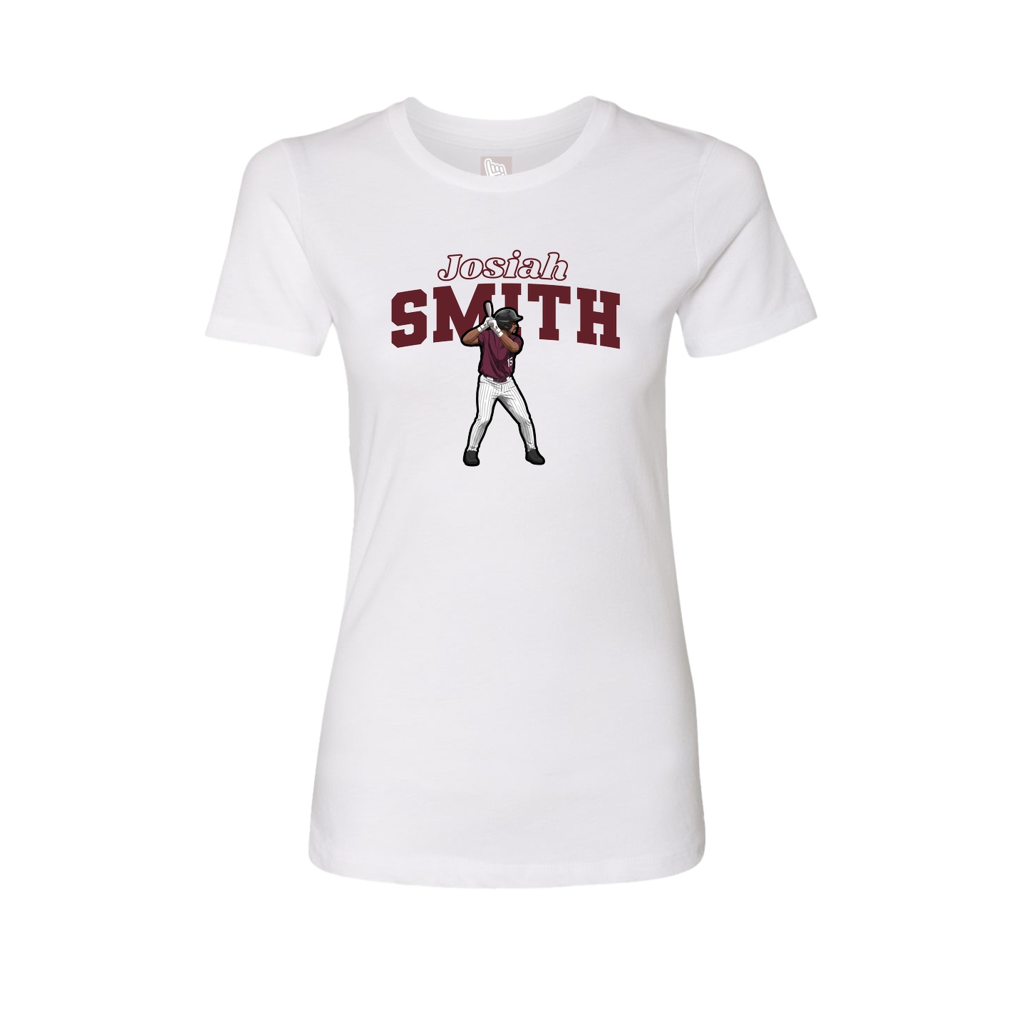 Fitted Women's Tee — Name Arch in White