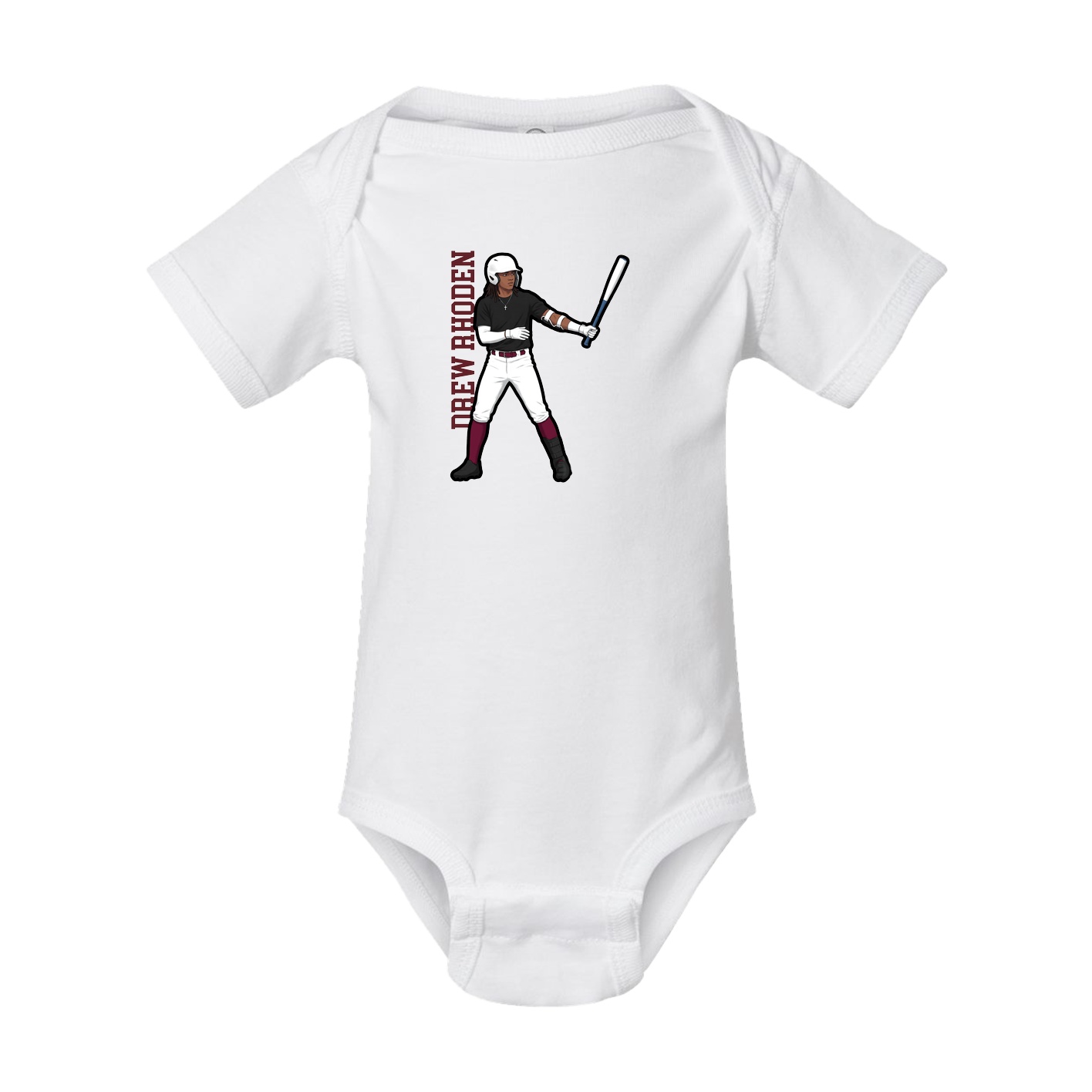 Baby Onesie — Name Vertical in White