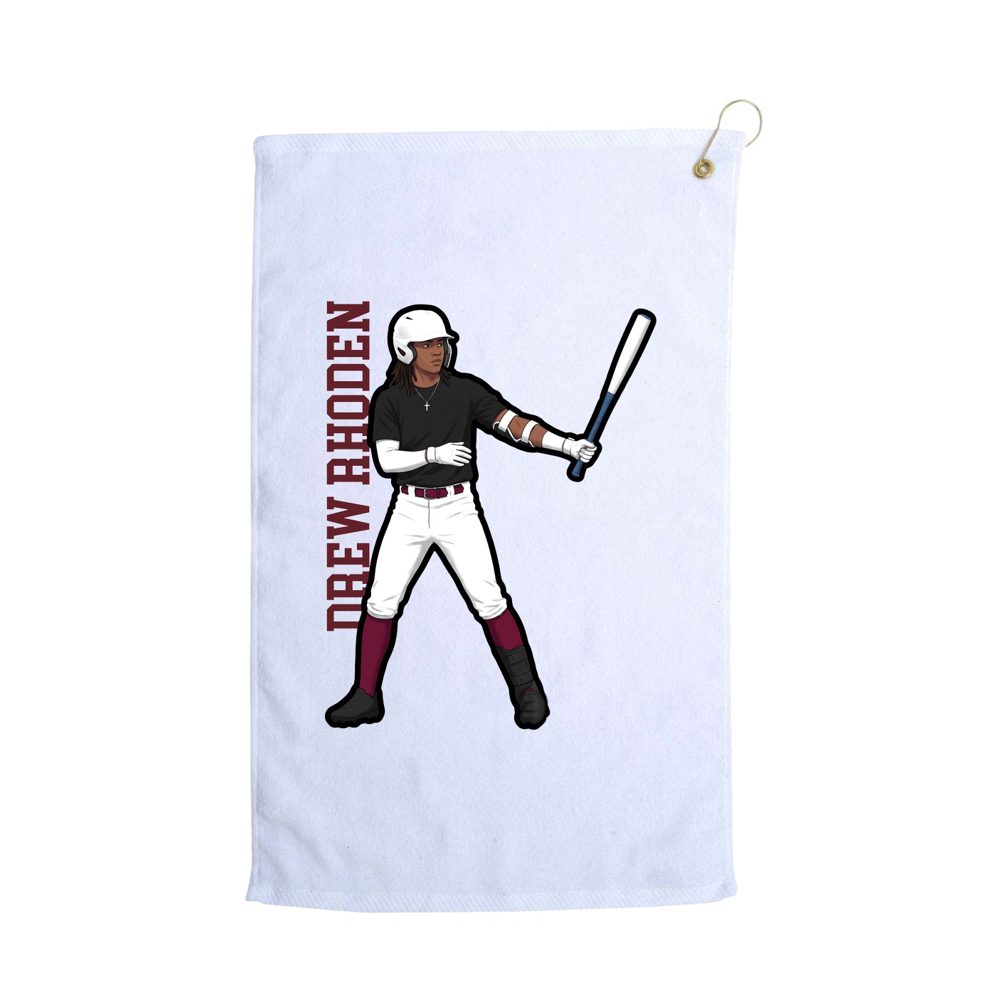 Golf Towel — Name Vertical in White