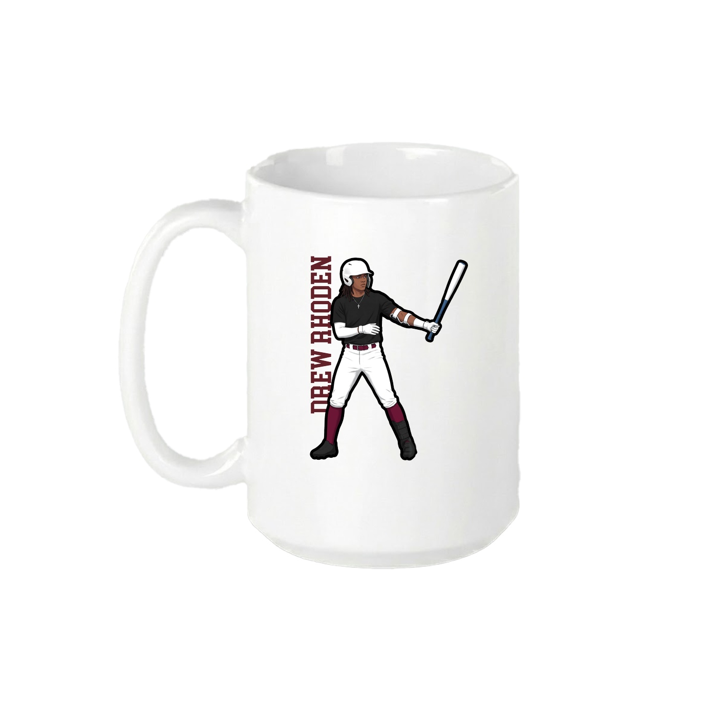 15oz Coffee Mug — Name Vertical in White