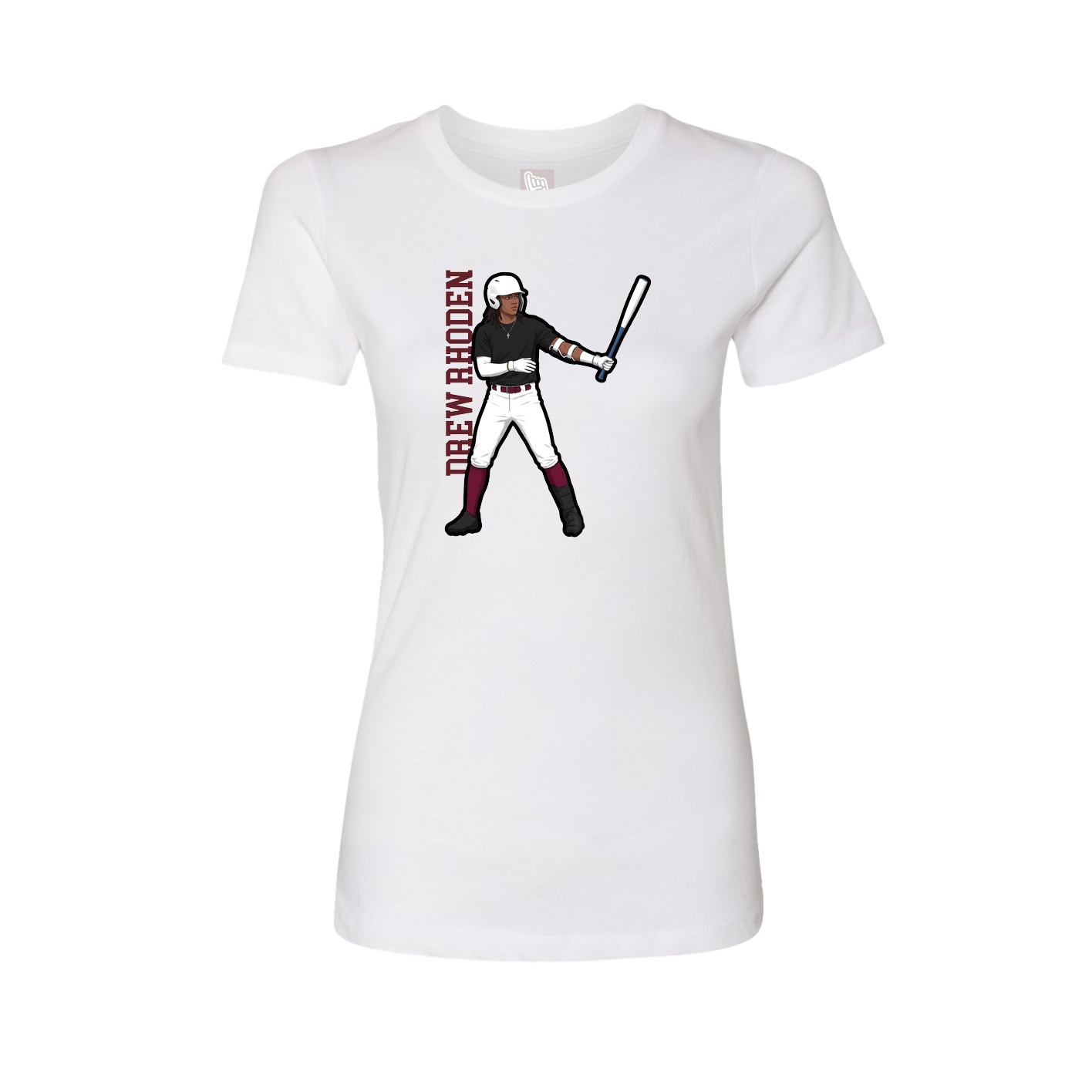 Fitted Women's Tee — Name Vertical in White