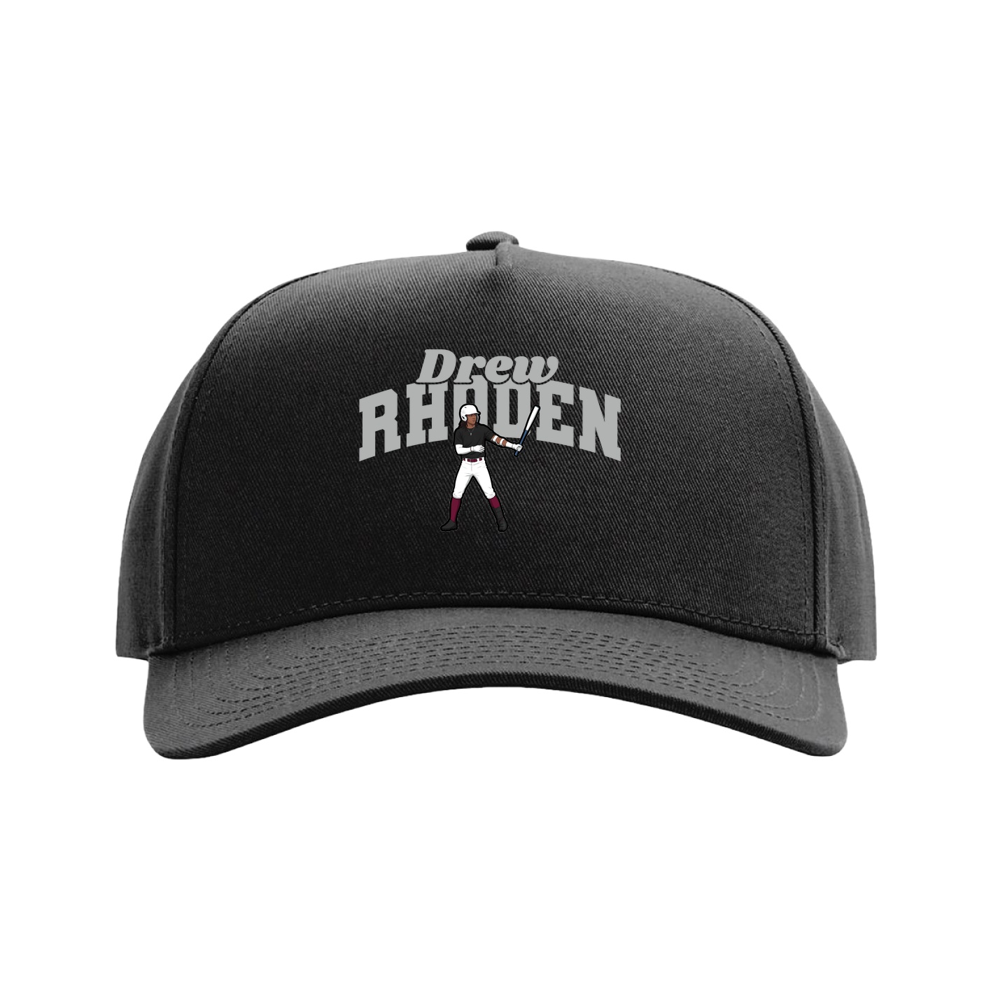 Full Fabric Five-Panel Champ Cap — Signature Arch in Black