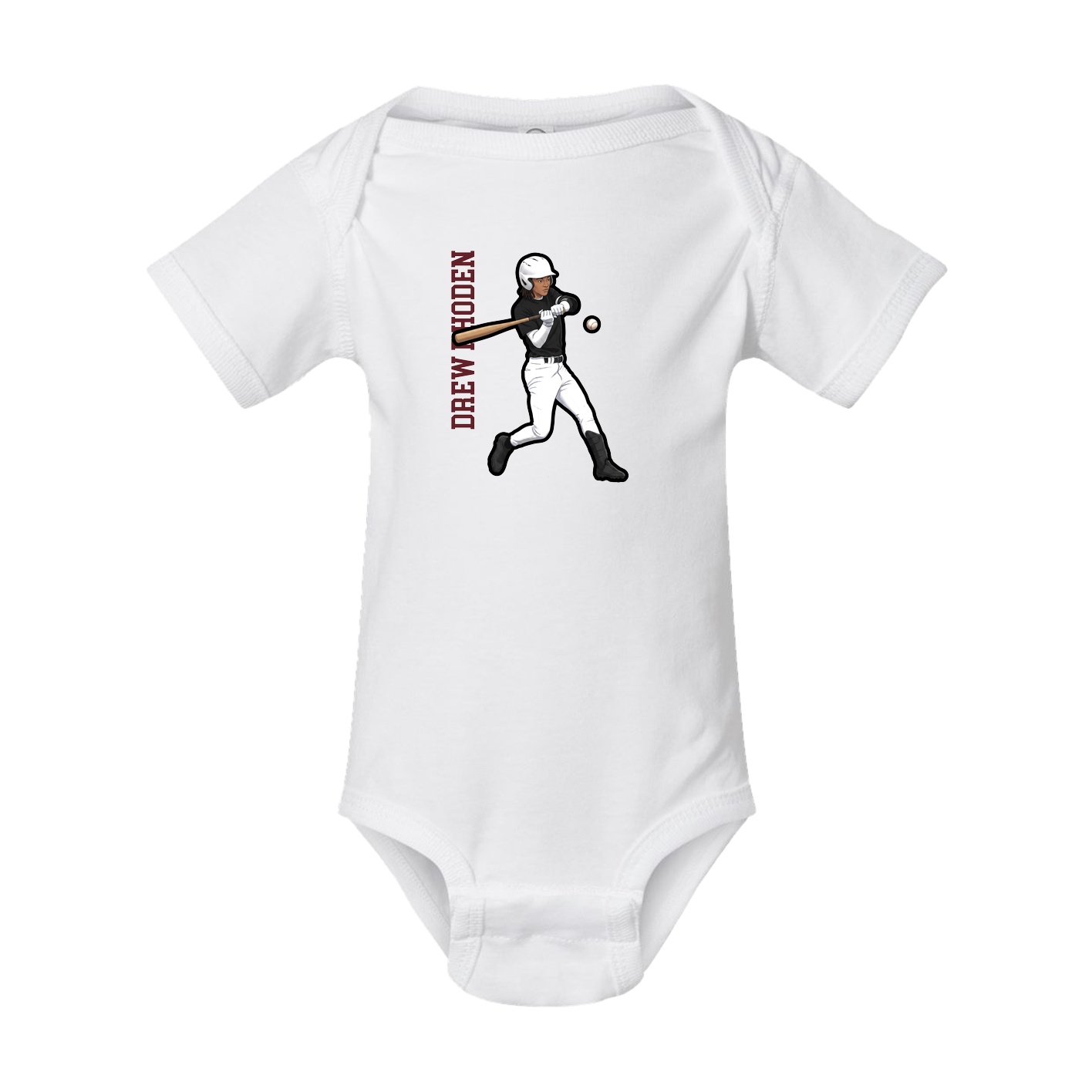Baby Onesie — Name Vertical in White