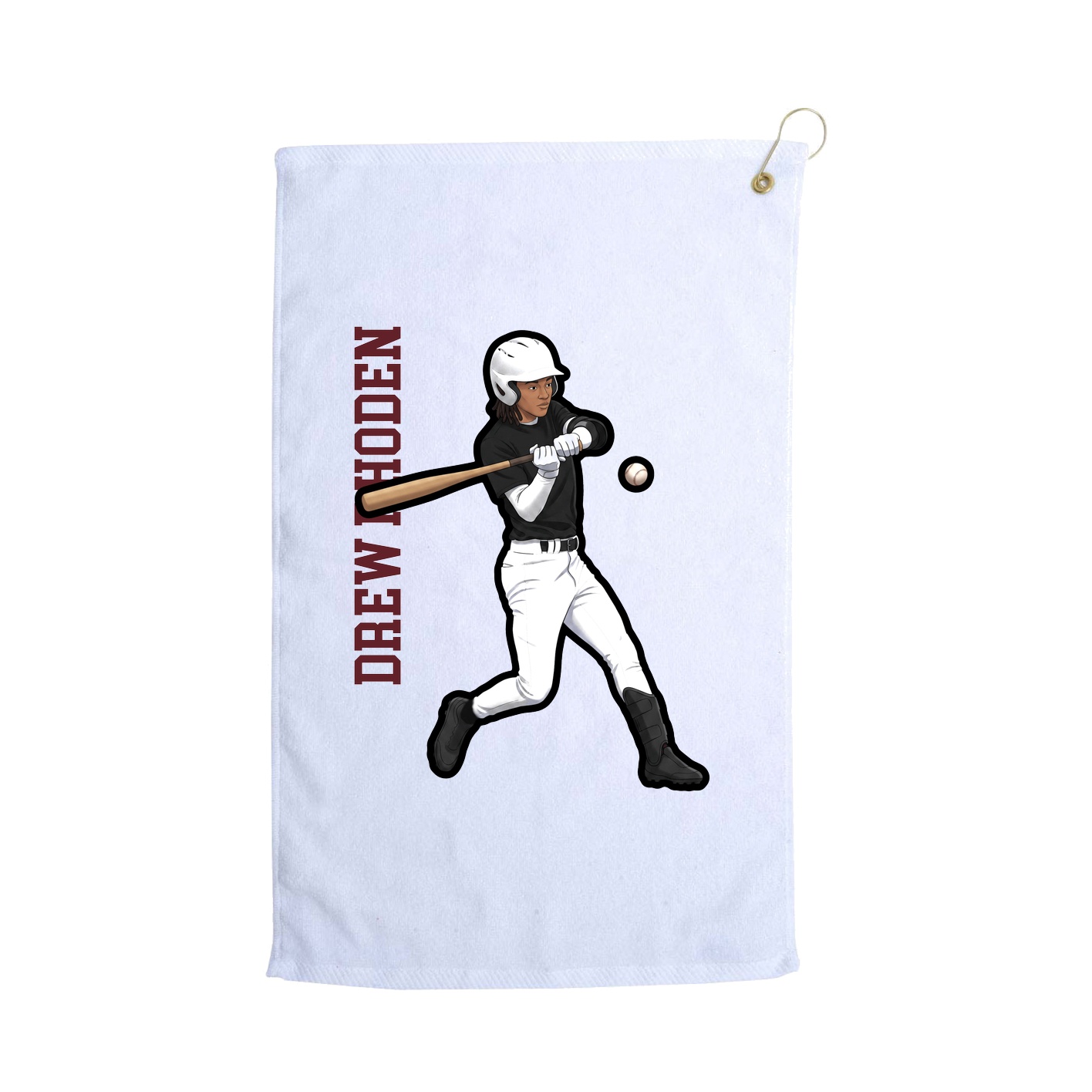 Golf Towel — Name Vertical in White