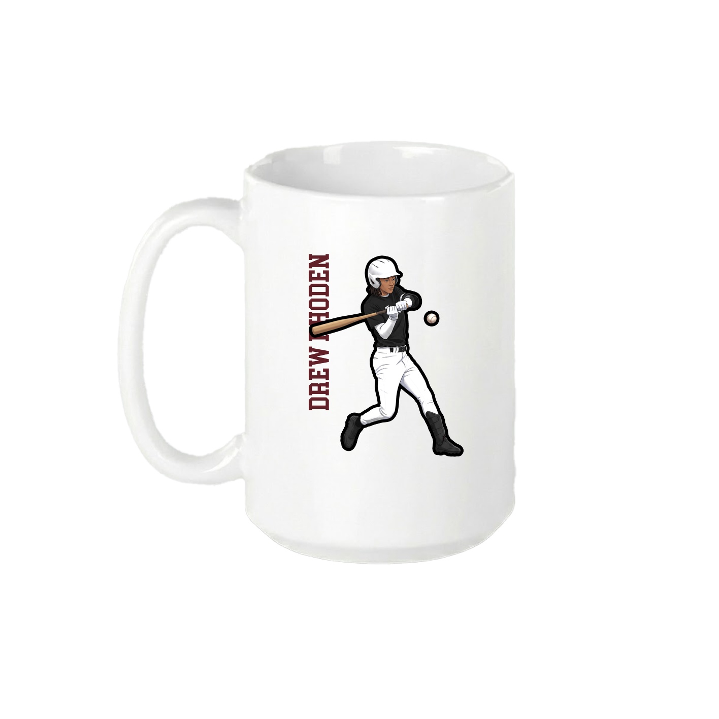 15oz Coffee Mug — Name Vertical in White