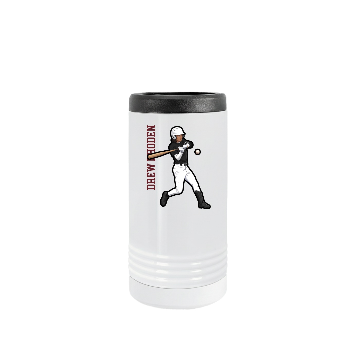 Slim Beverage Holder — Name Vertical in White