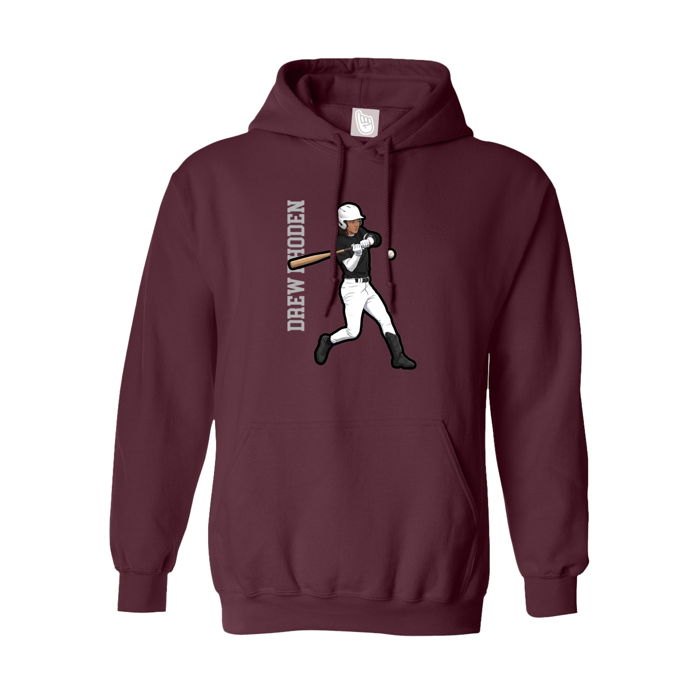 Youth Hoodie — Name Vertical in Maroon
