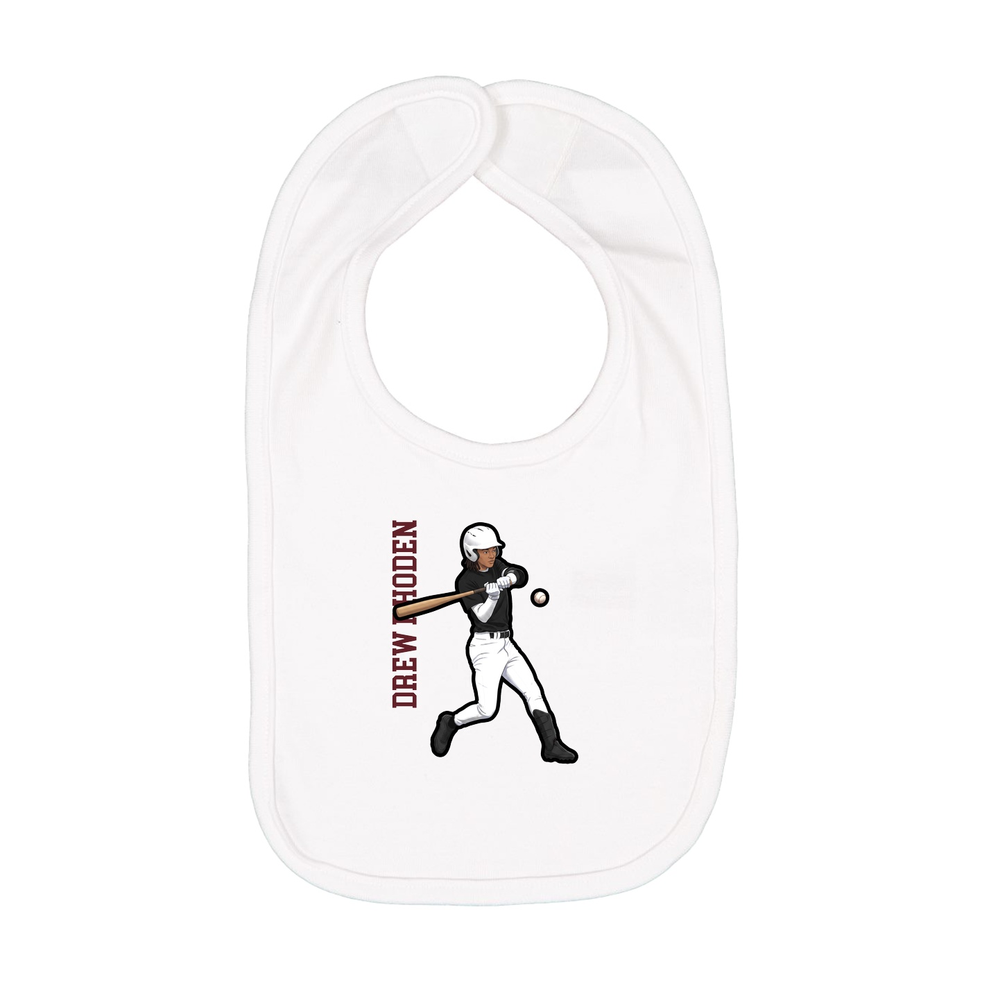 Infant Bib — Name Vertical in White